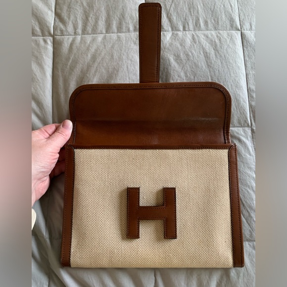 Leather and Canvas Clutch - Picture 6 of 10